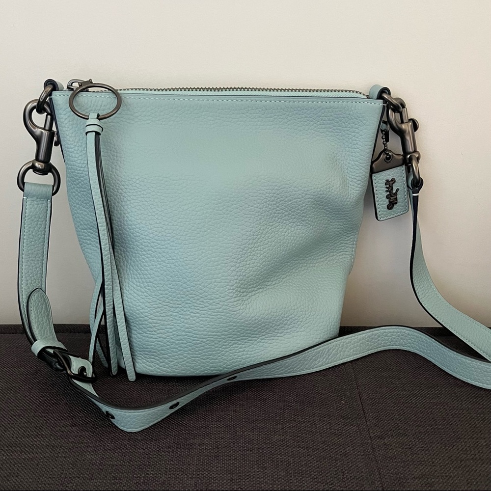 Coach leather blue bucket bag